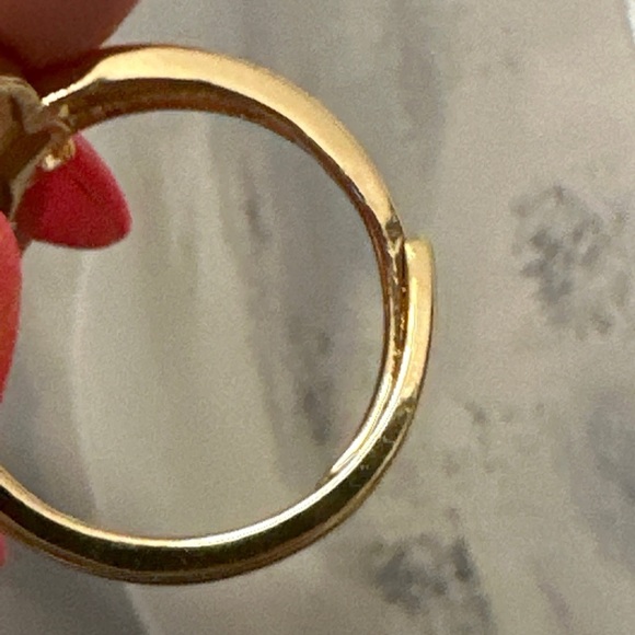 Rose Quartz with Turquoise star moon ring with Adjustable gold band. - Picture 3 of 4